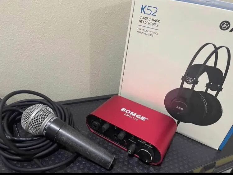 Kit Microfone Shure SM58 + Interface +Fone AKG K52
