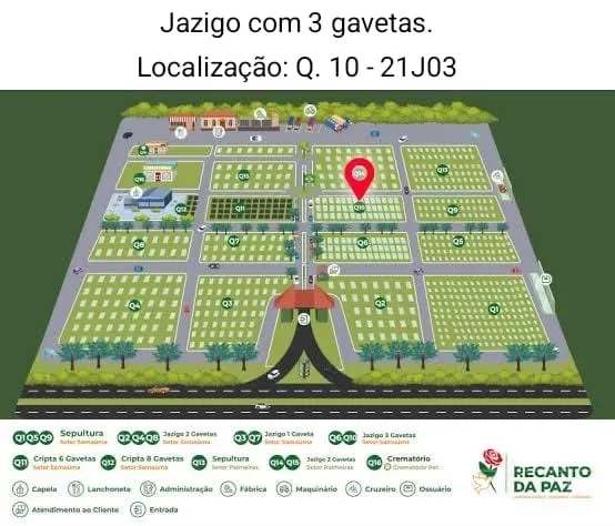 Jazigo com 3 gavetas no Recanto da Paz