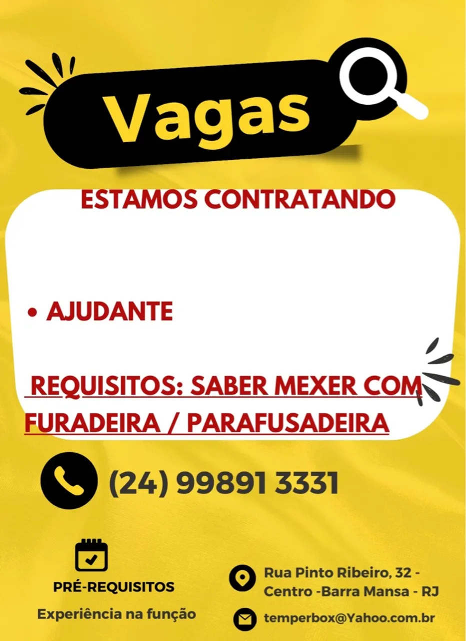 Precisa se de ajudante serviços gerais