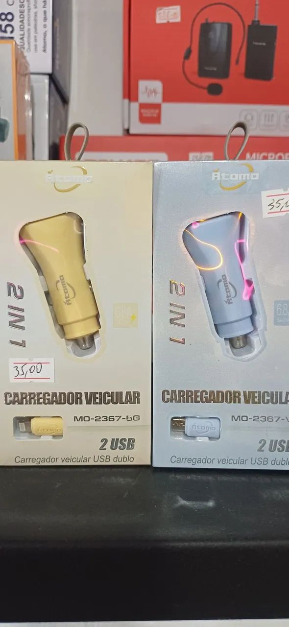 Carregador Veicular USB 2 em 1