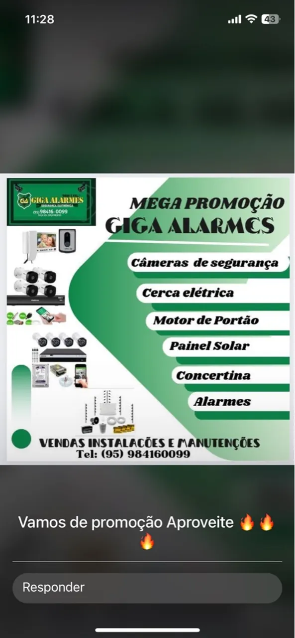 Câmeras de Segurança, Cerca Elétrica, Alarmes e muito mais!