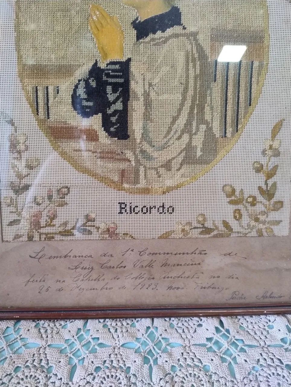 Lembrança de comunhão quadro Petit Point  - Foto 2