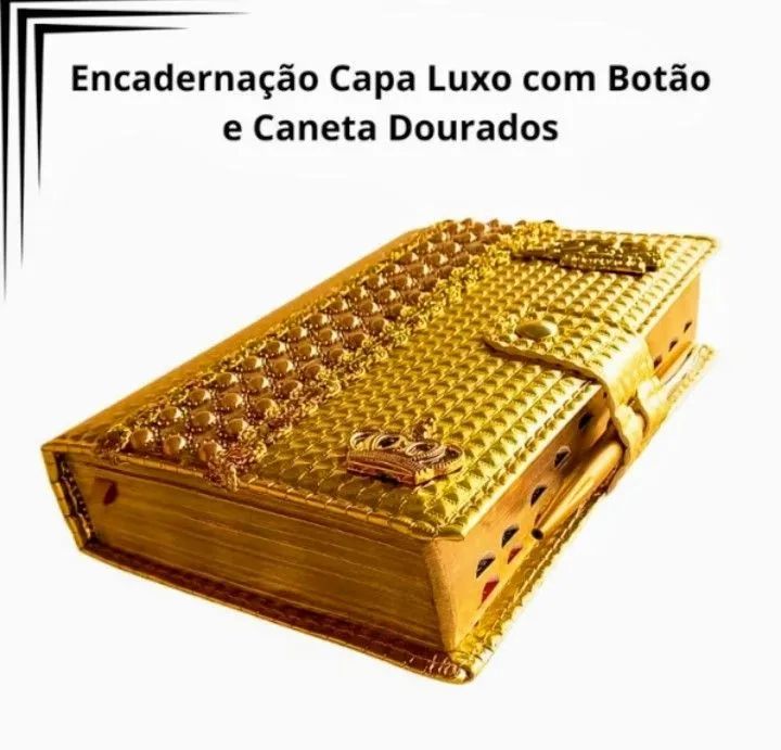 Kit Bíblia Sagrada Dourada com Caneta - Foto 2