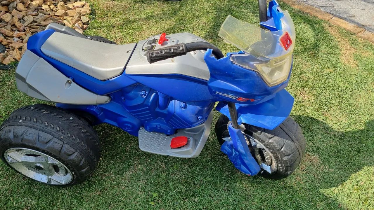 Mini Moto Elétrica Infantil Azul - Foto 5