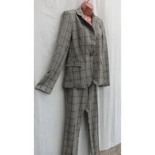 Conjunto Social Calça e Blazer Xadrez - Elias Dai Kim - Poliéster - Tam. P - Cinza - Femin - Foto 3