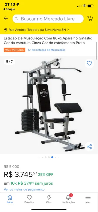 Estação de Musculação 80kg - Cinza/Preto