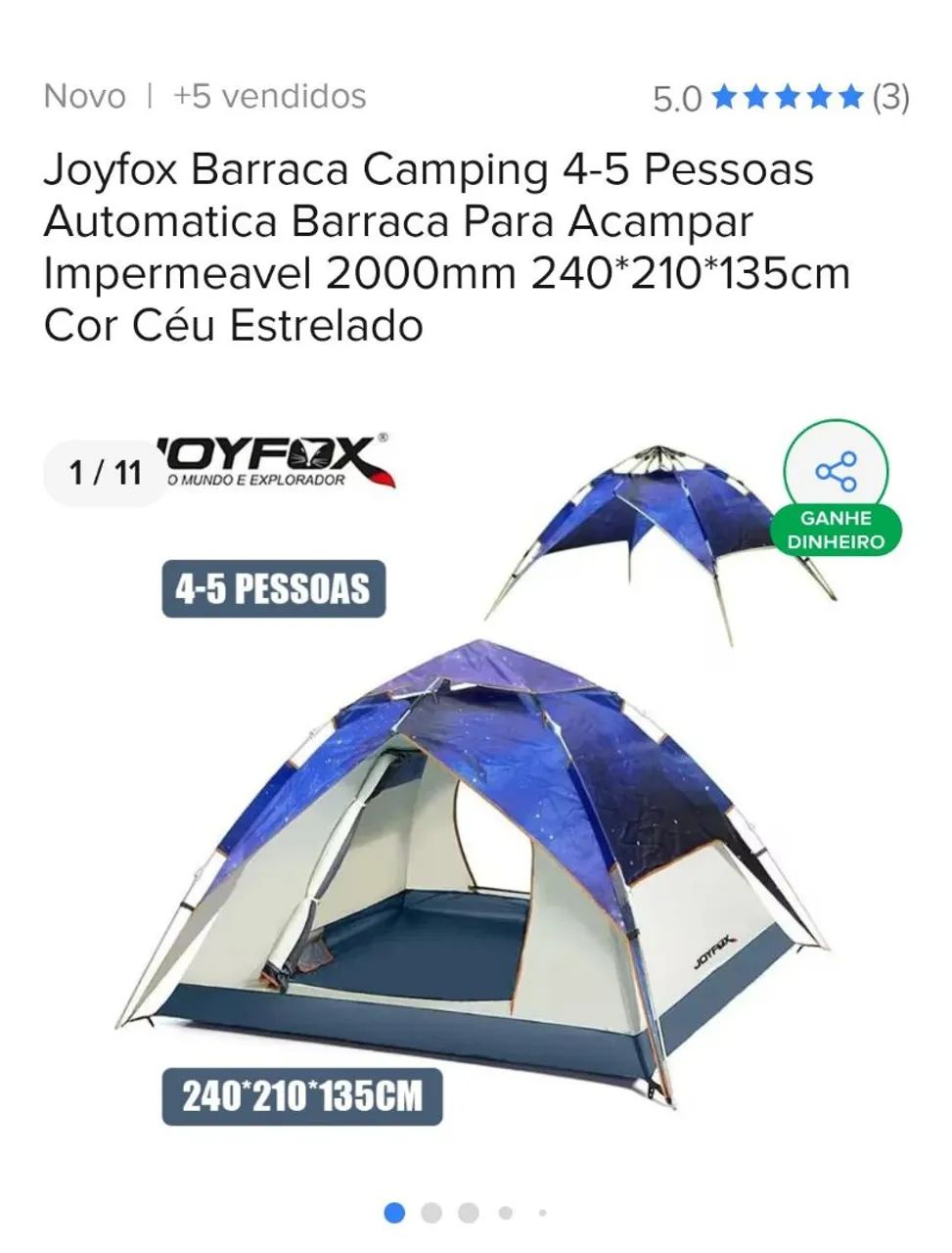 Barraca de camping 4 pessoas