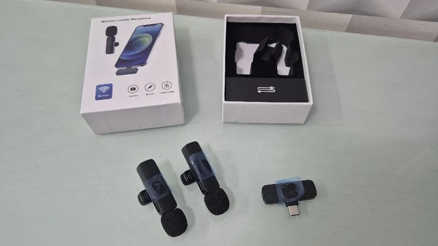 Microfones (2 unidades) de lapela sem fio Lavalier (receptor tipo c)