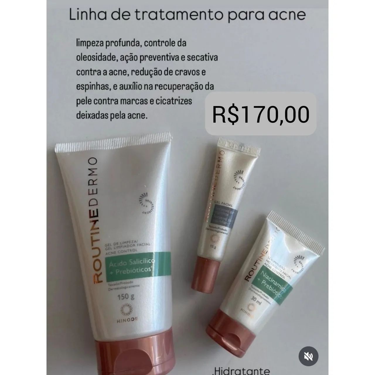 Kit Tratamento Acne com 3 itens essenciais Routine Dermo Hinode / resultados até 28 dias