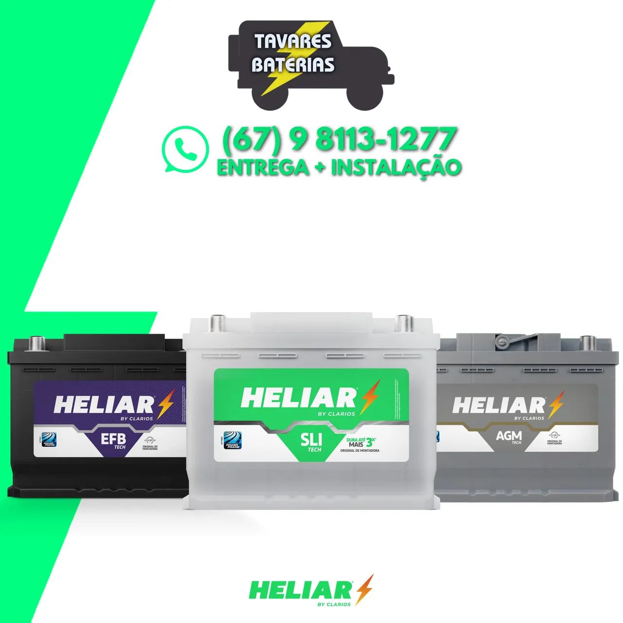 Bateria para Carro Heliar - EFB, SLI e AGM