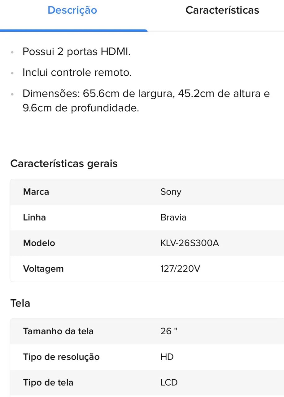 Tv Sony Bravia KLV-26S300A - Foto 4