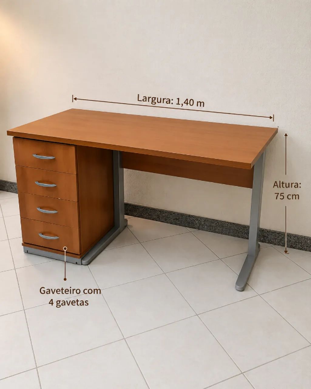 4 Mesas de escritório com gaveteiro (R$250,00 cada uma) e 1 extensor de mesa (R$150,00) - Foto 3