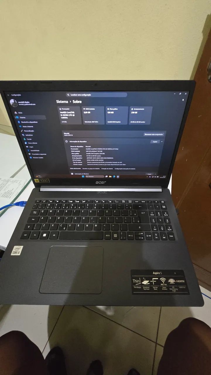 Notebook Acer Aspire 5 A515-54, com processador Intel Core i5 de 10ª geração - Foto 5
