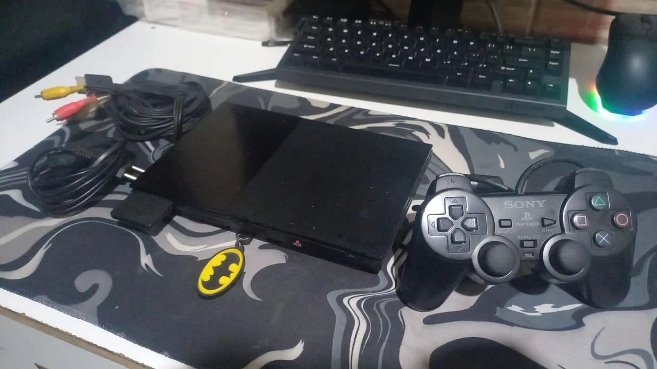 Ps2 slim controle original e cabos