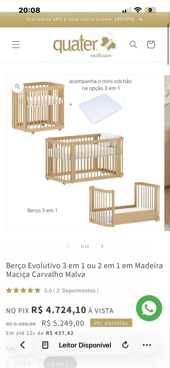 BERÇO 3 EM 1  - Foto 3