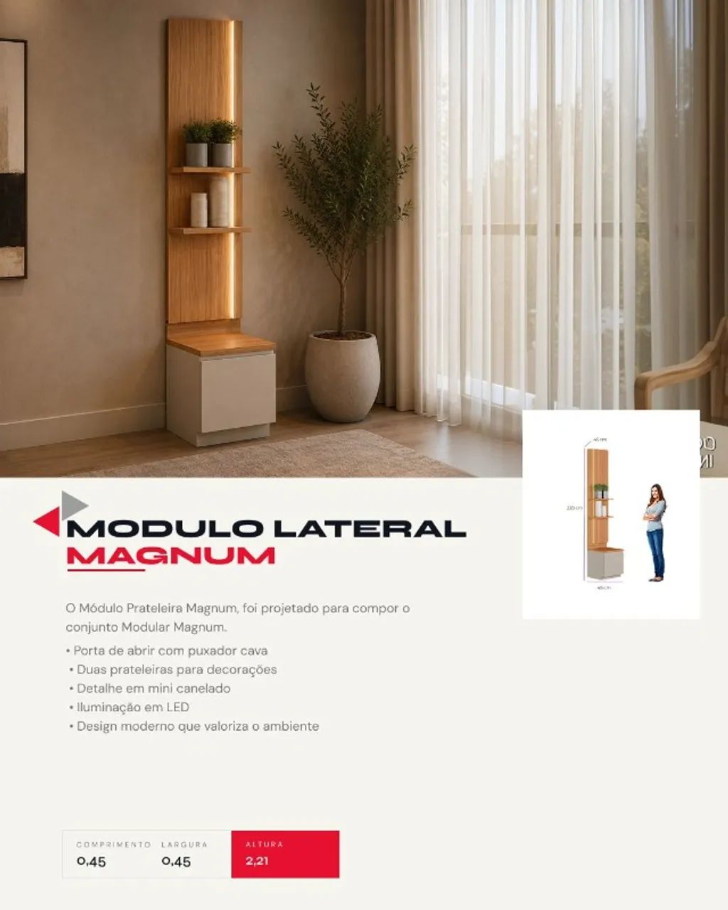 Conjunto rack + painel Magnum + 2 modulo lateral + 2 modulo cristaleira - Foto 2