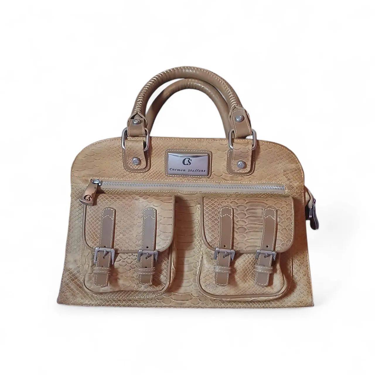 Bolsa Carmen Steffens couro legítimo croco - Foto 2