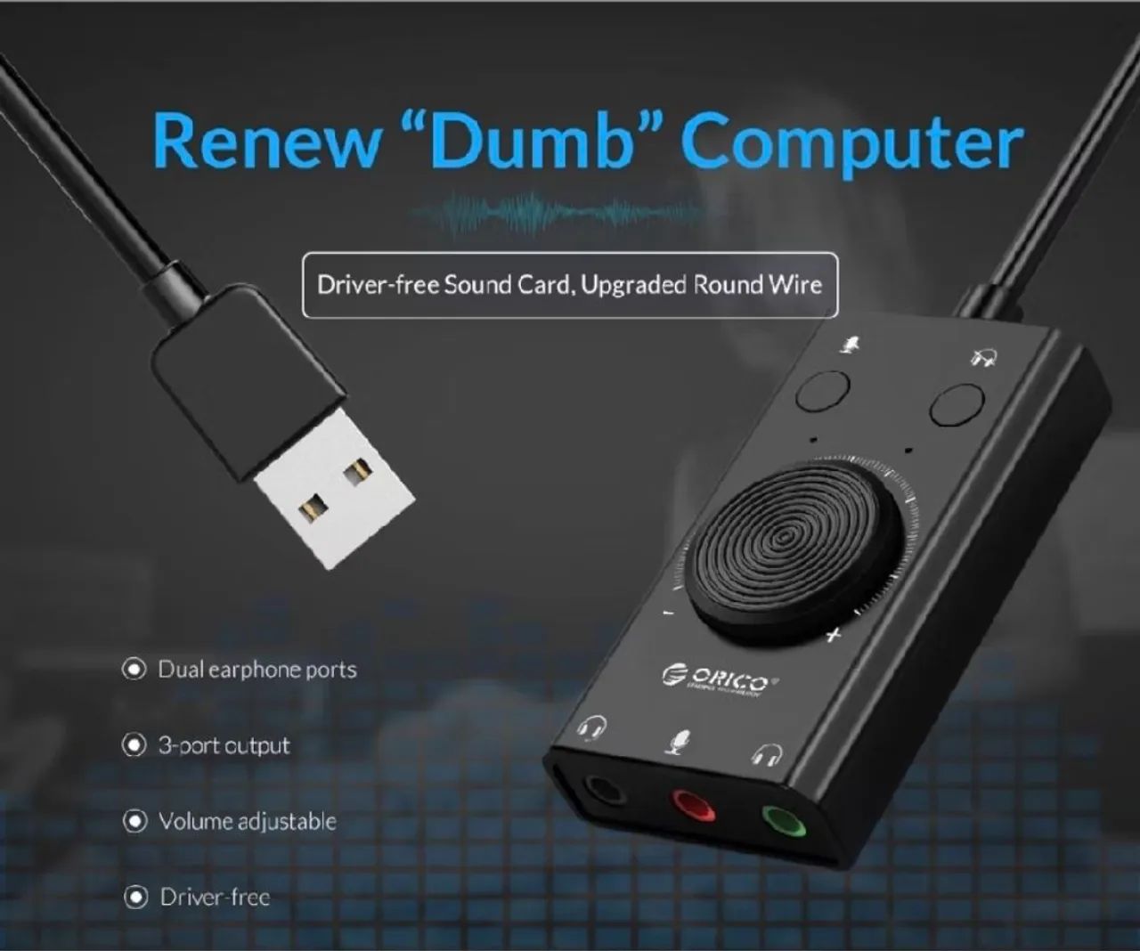 Orico - Placa de Som Externa USB SC2 - Adaptador de Áudio 3.5mm com Microfone e Fone - Foto 5