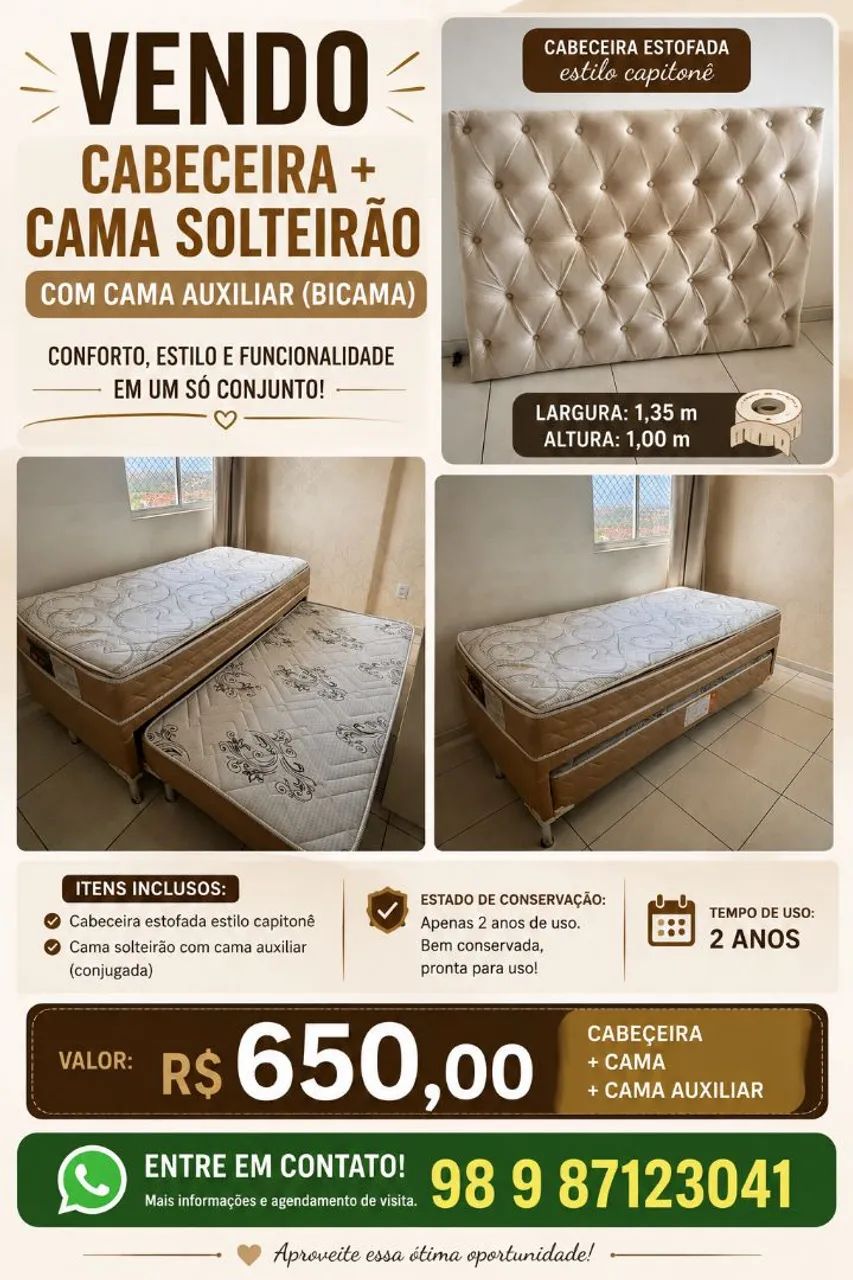 CABECEIRA E CAMA SOLTEIRAO 