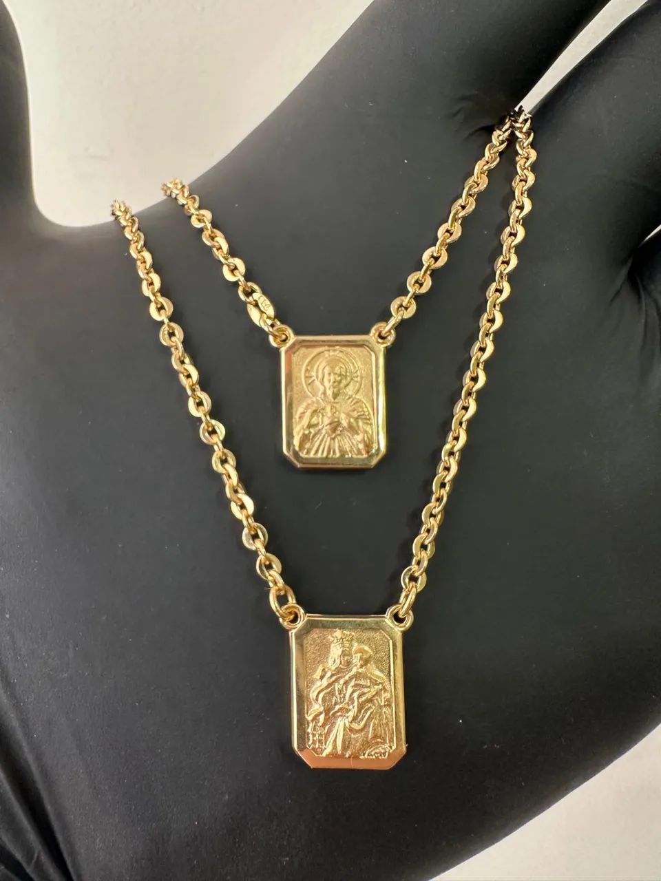 Corrente Escapulário de ouro 7.36g 18k procedência garantia eterna - Foto 3