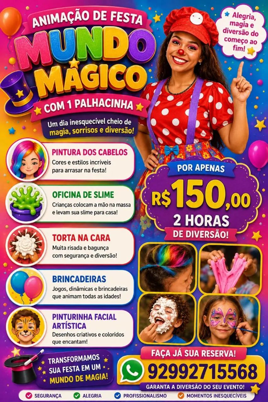 Animadora de festa infantil 150 promoção 