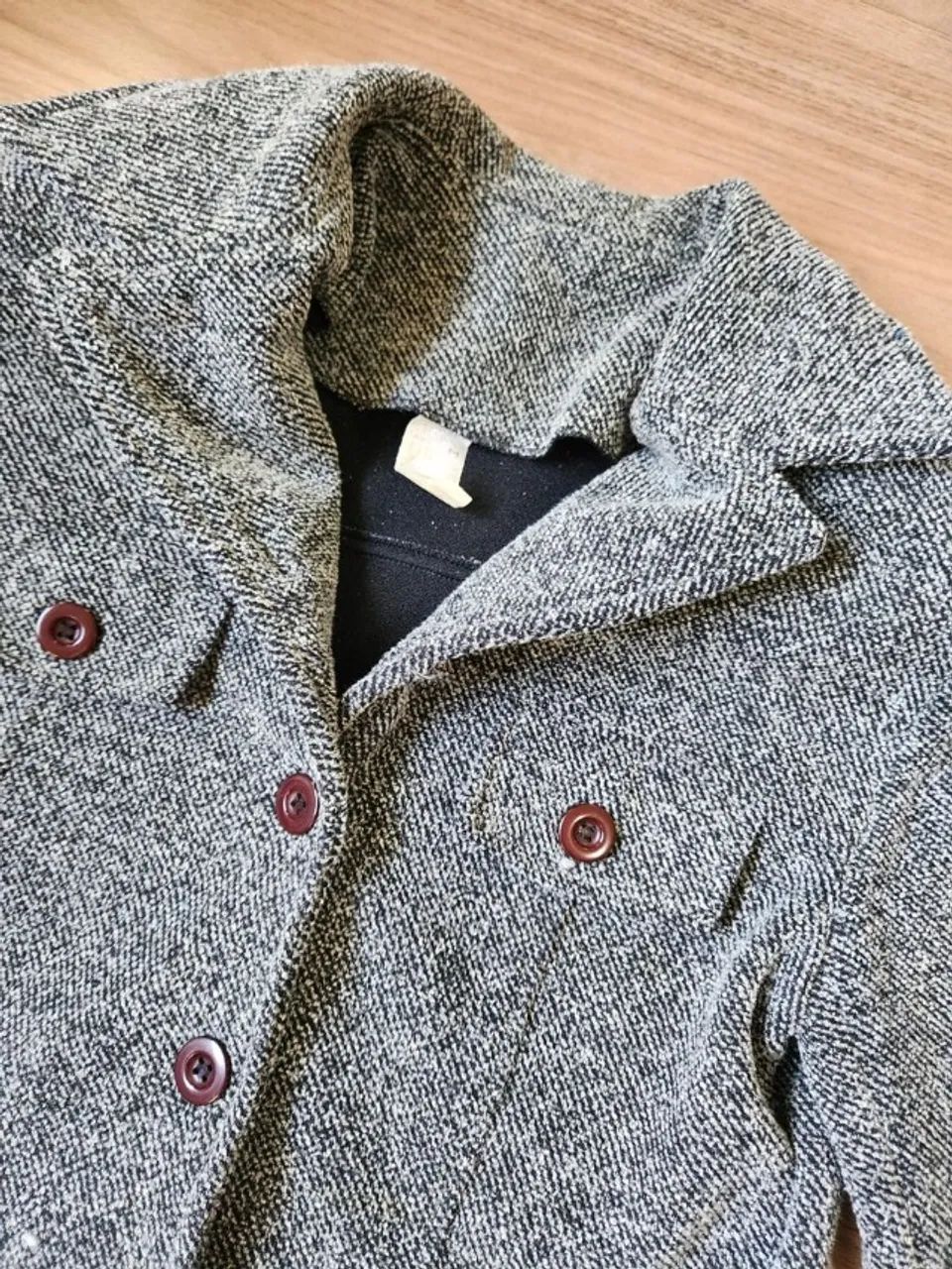 casaco de lã batida cinza mescla m modelo parka - Foto 5