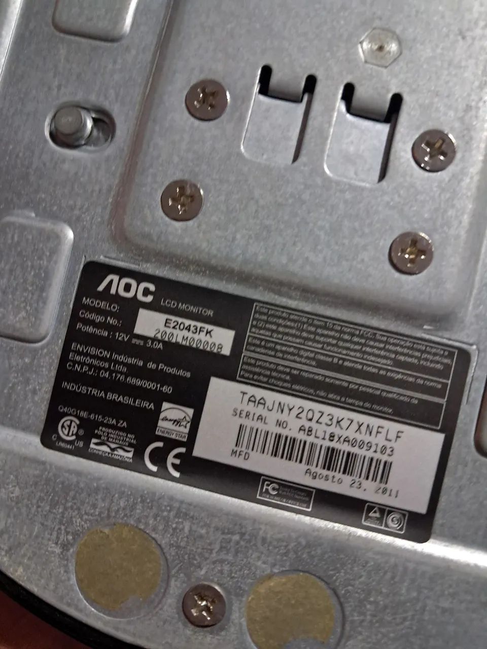 Monitor AOC e2043FK<br>20 polegadas<br>Acompanha cabo HDMI e fonte de energia - Foto 3