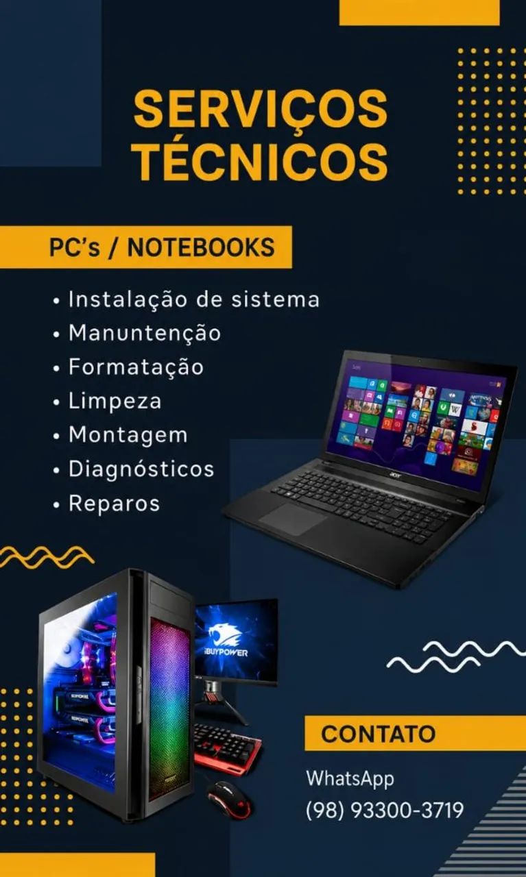 Conserto e manutenção de notebooks e desktops
