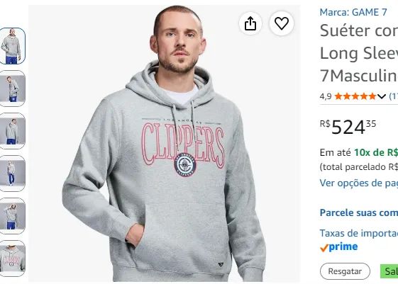 BLUSA MOLETOM NBA TAM G