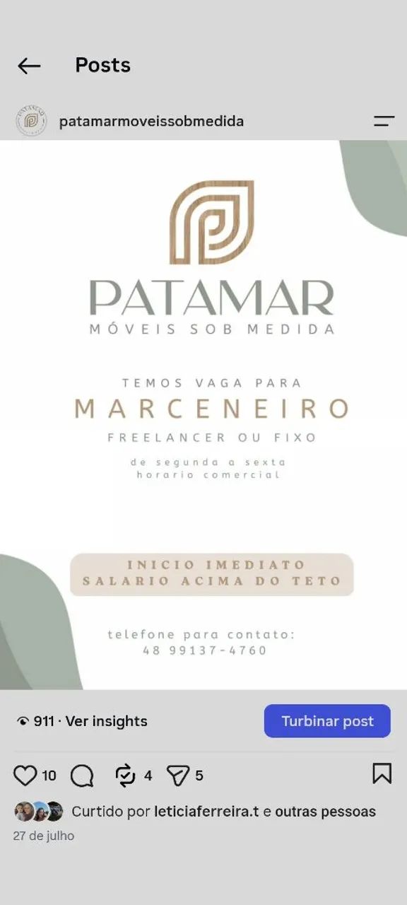 Contrata-se marceneiro comissão 
