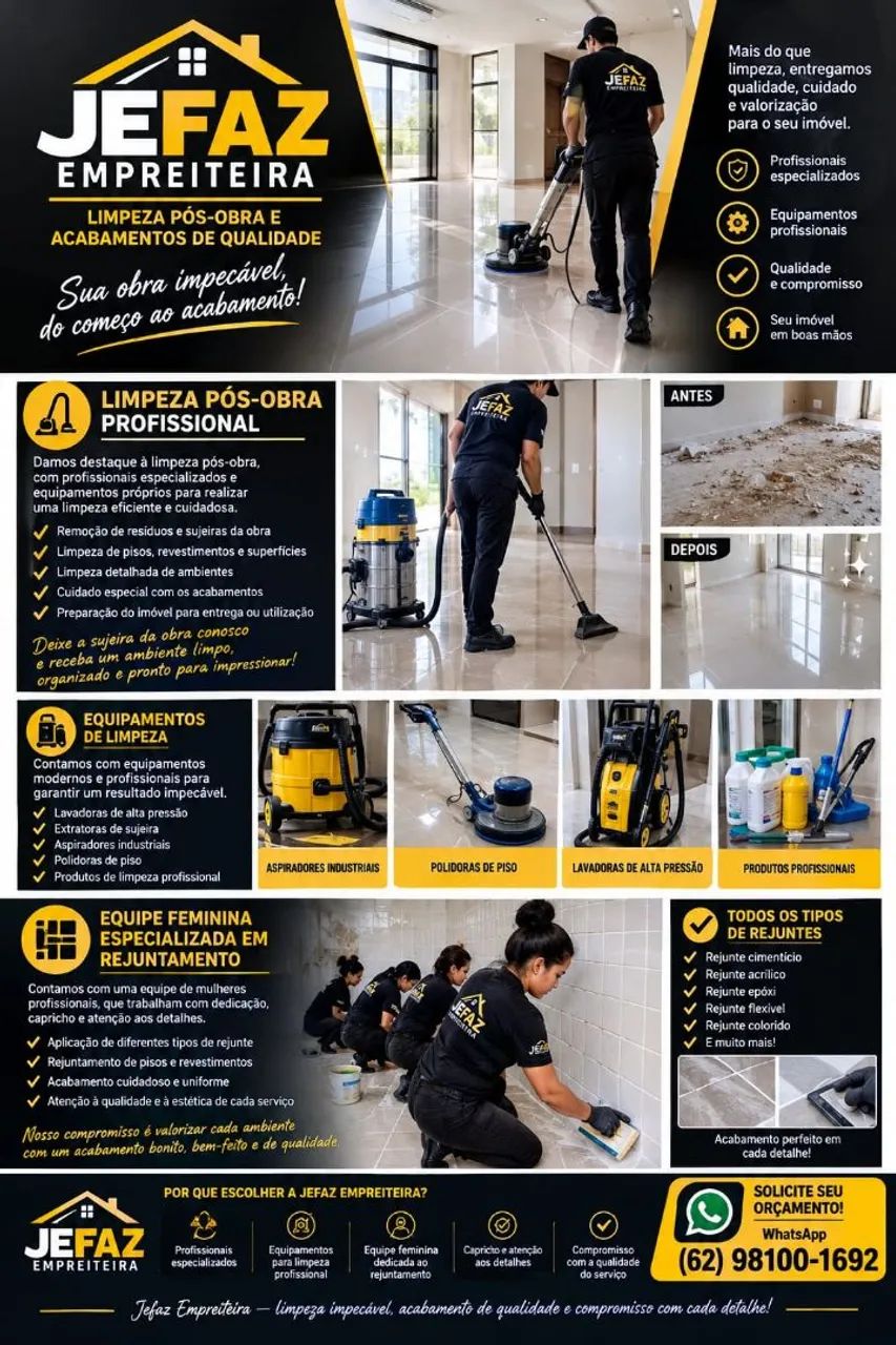 Limpeza pós obra e rejunte 