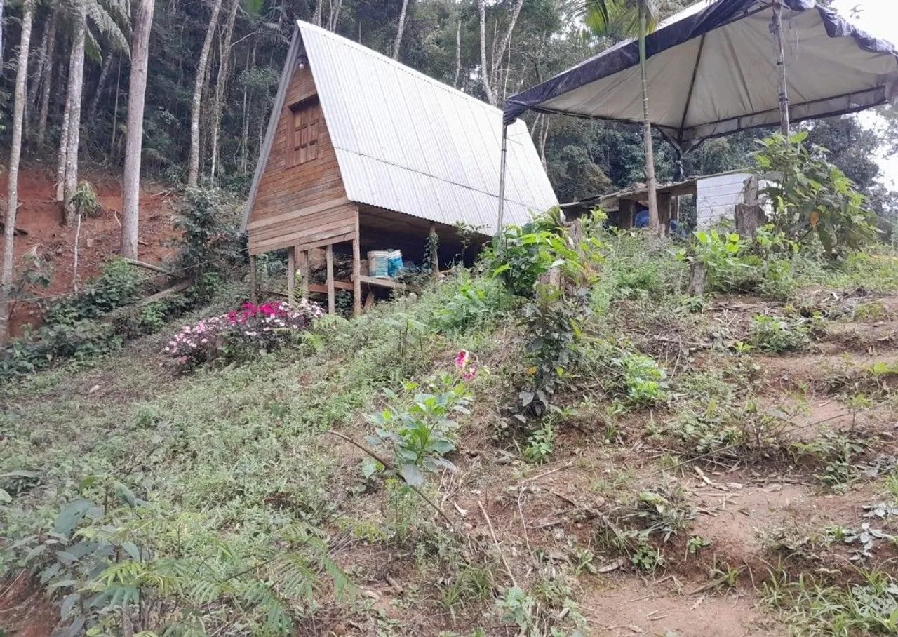 Pequeno chalé com lagoa 