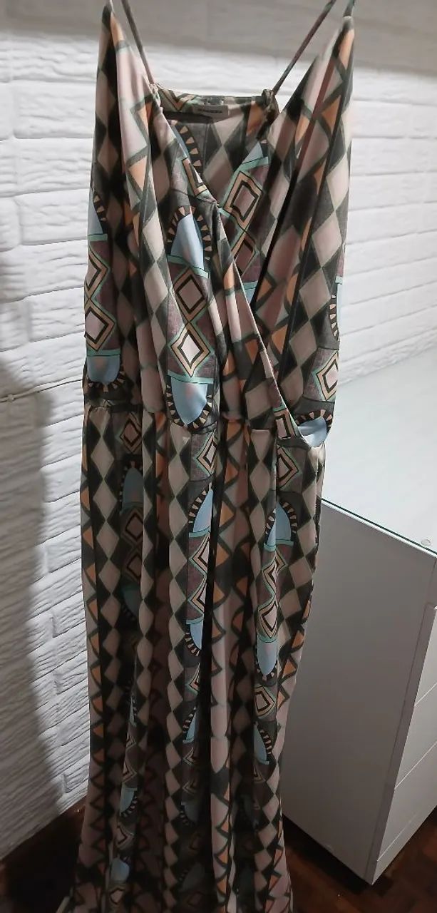 Vestido longo estampa geométrica G