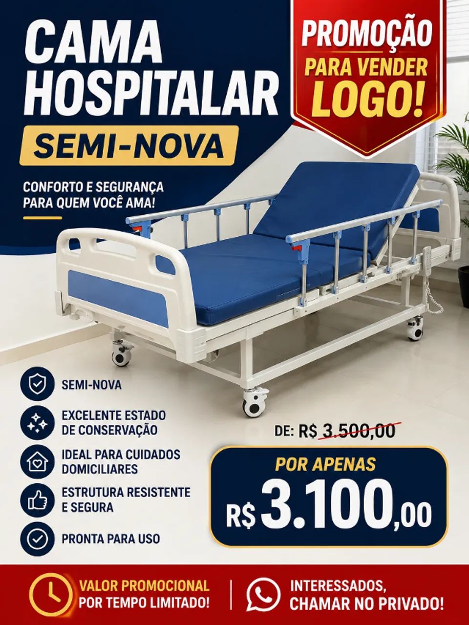 CAMA HOSPITALAR 2.900 PRA VENDER LOGO!!!!!!!!