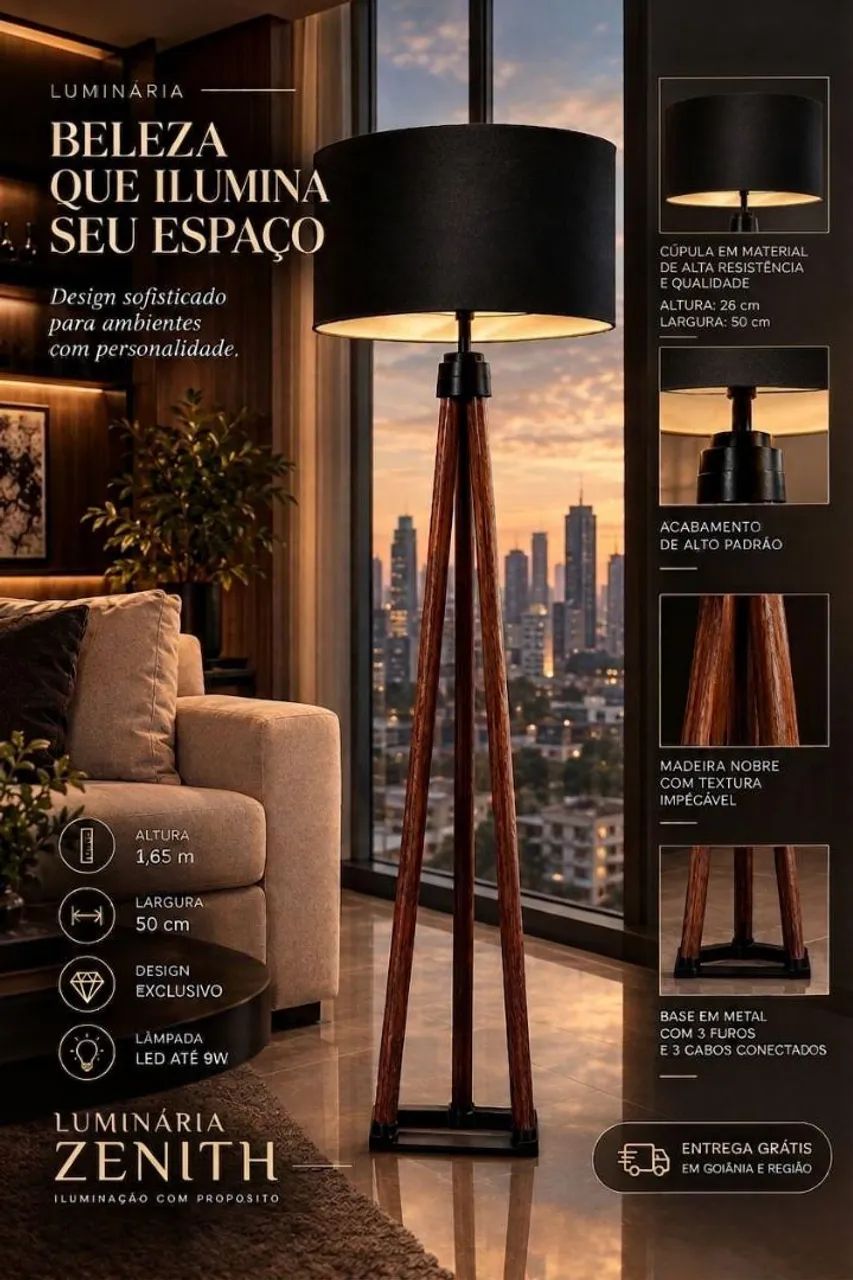 Luminária de chão Zenith iluminação moderna e elegante  - Foto 3
