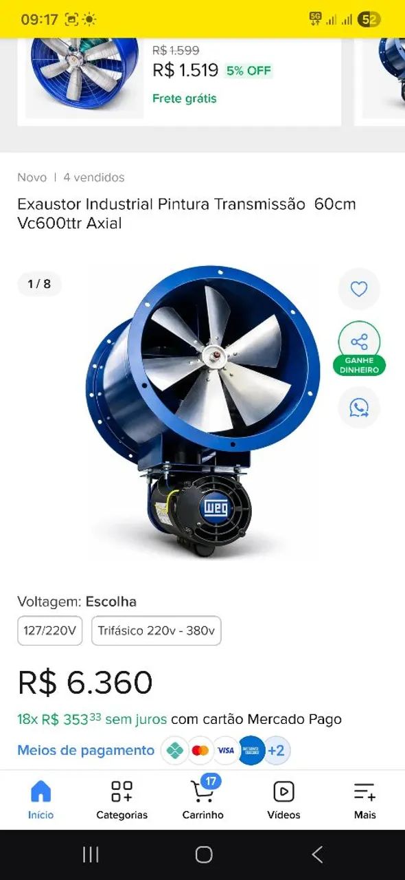 Vendo exaustor industrial 