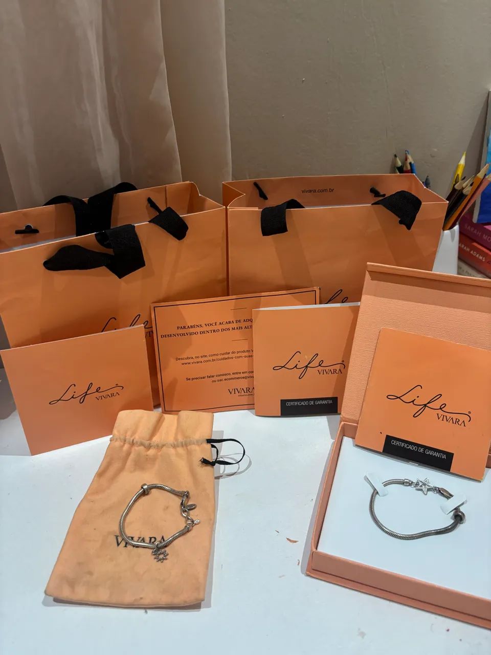 Kit 2 Pulseiras Vivara Life + Berloque Prata 925 - Foto 2