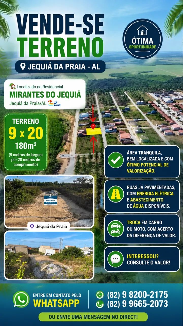     REPASSE IMPERDÍVEL! TERRENO A VENDA EM JEQUIÁ DA PRAIA