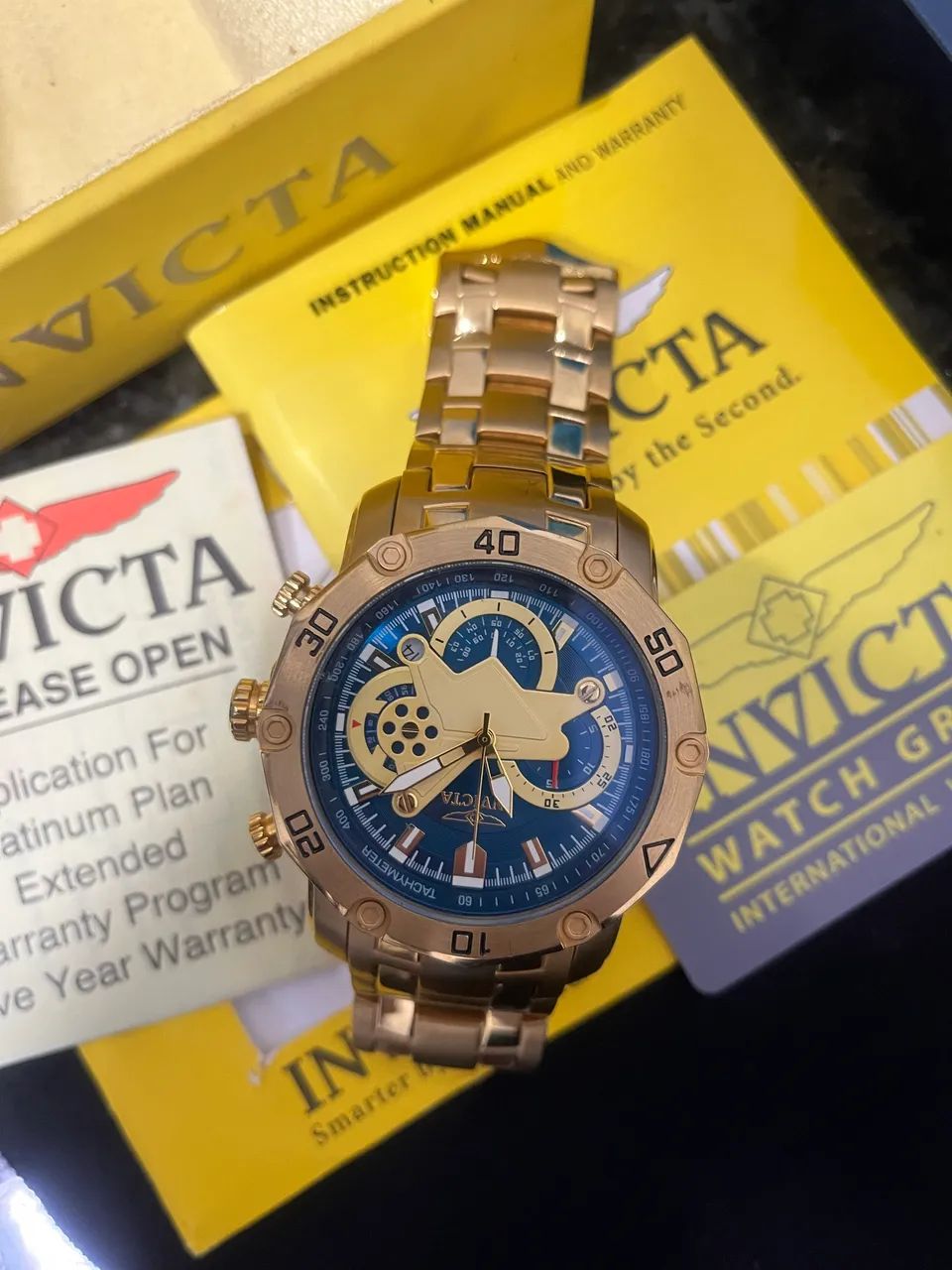 relógio invicta pro diver 22765 dourado azul quartzo 50mm
