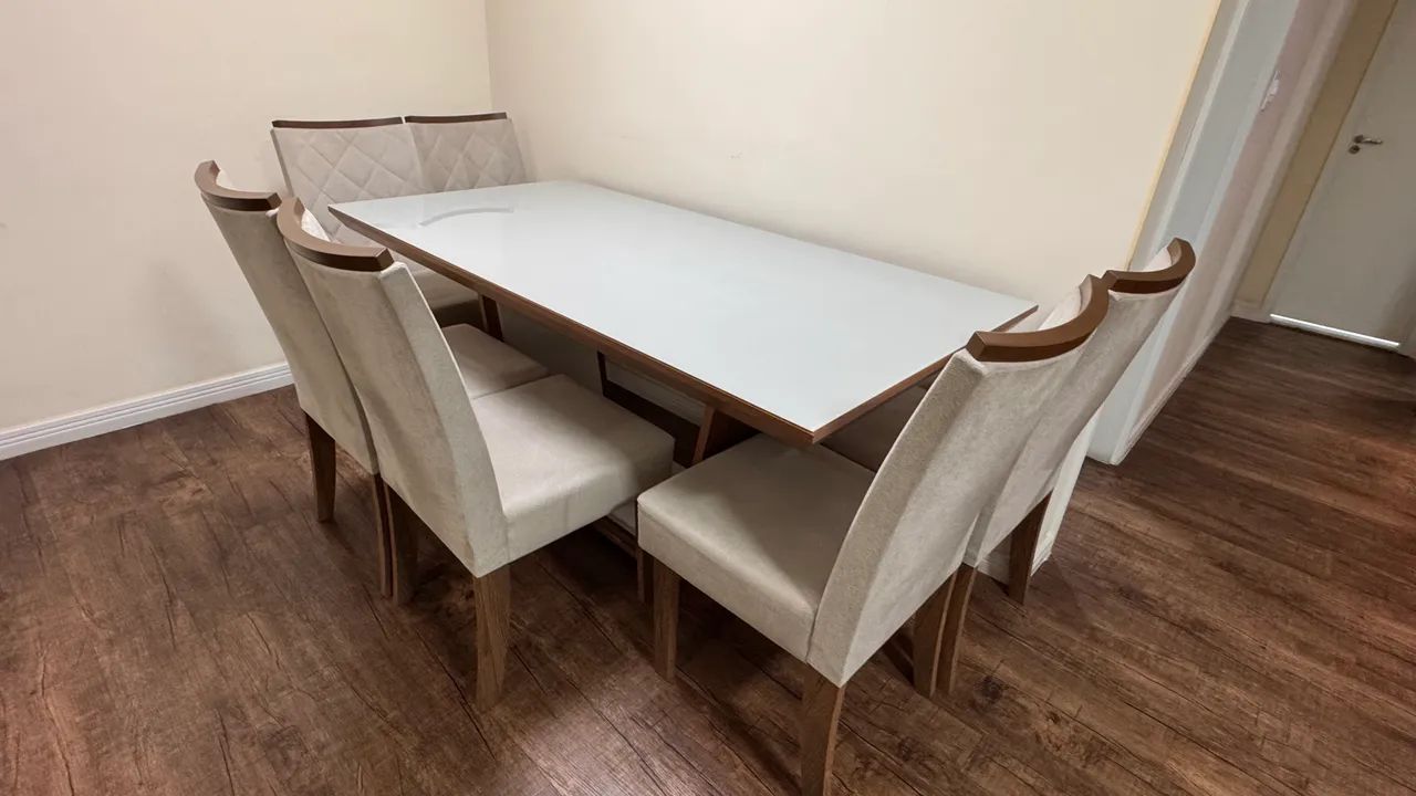 Mesa de Jantar Reta Vidro Laca Off White - Foto 4