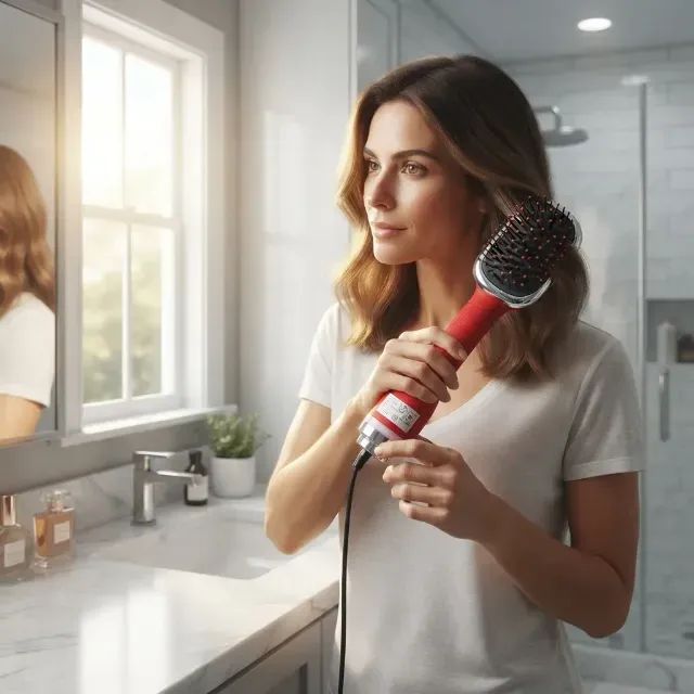 2 em 1 secador de cabelo e escova alisadora Vermelho 127V - Foto 3