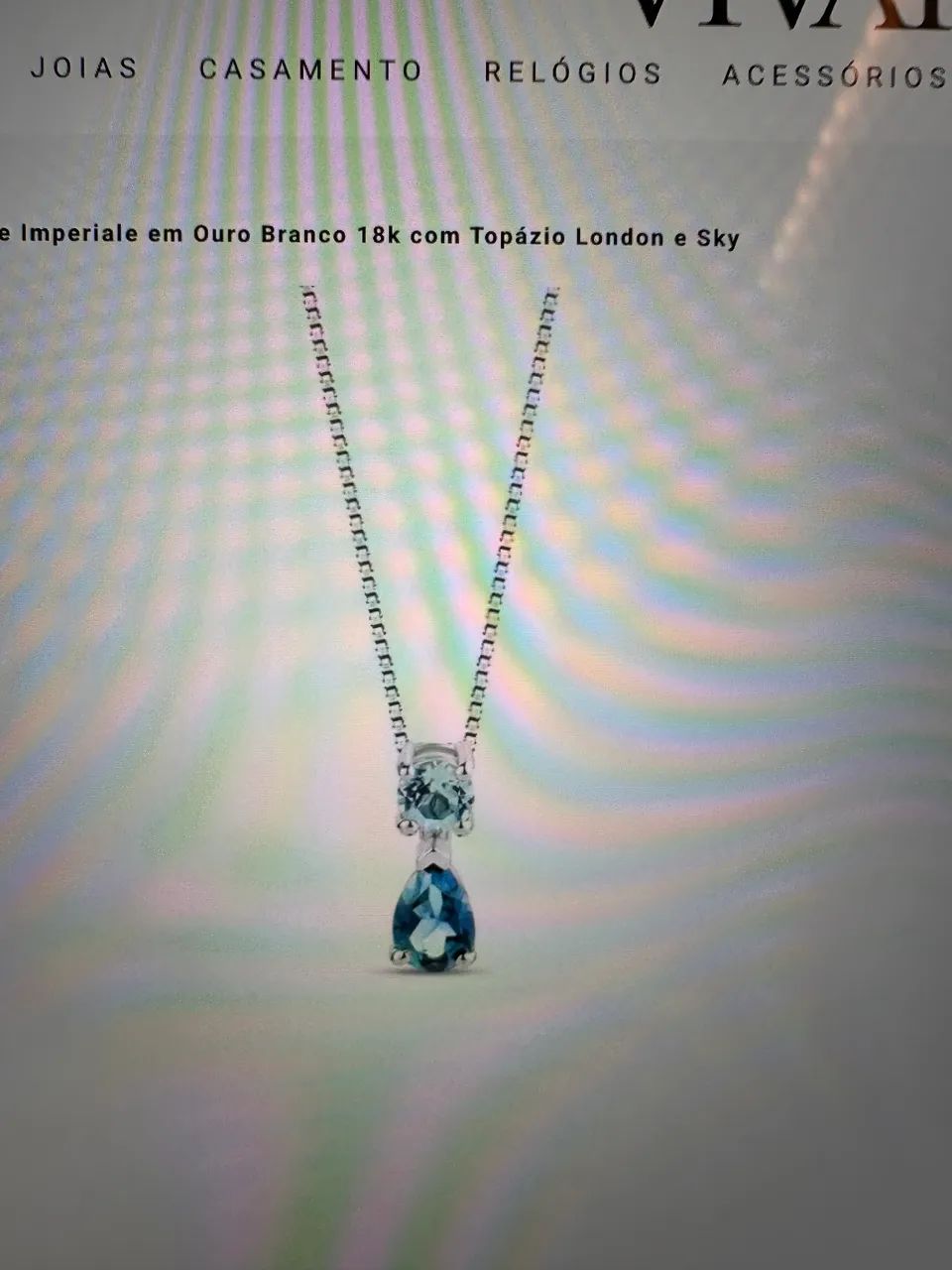 Brinco e Pingente ouro branco 18K com topazio london e SKY Vivara - Foto 5