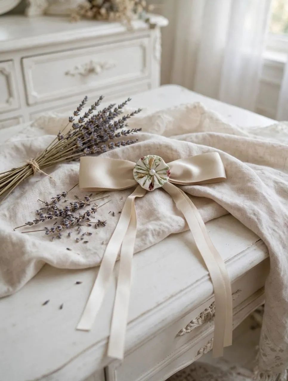 Laços de cetim decorados com fuxicos - Foto 5