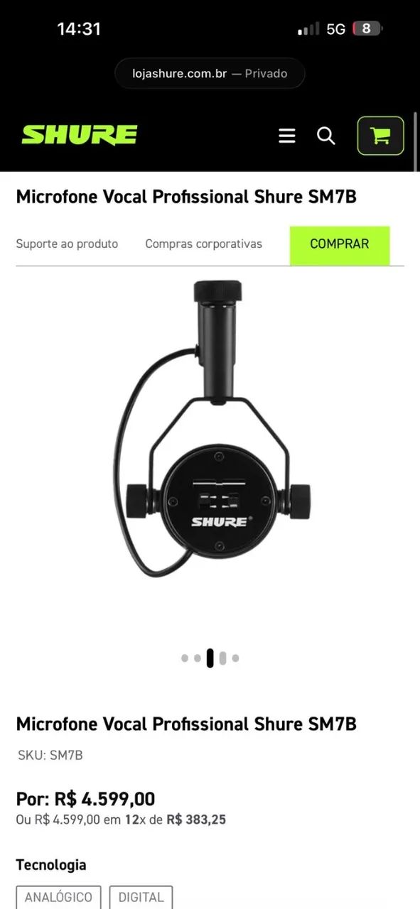 MICROFONE SHURE SMB7 NOVO  - Foto 5