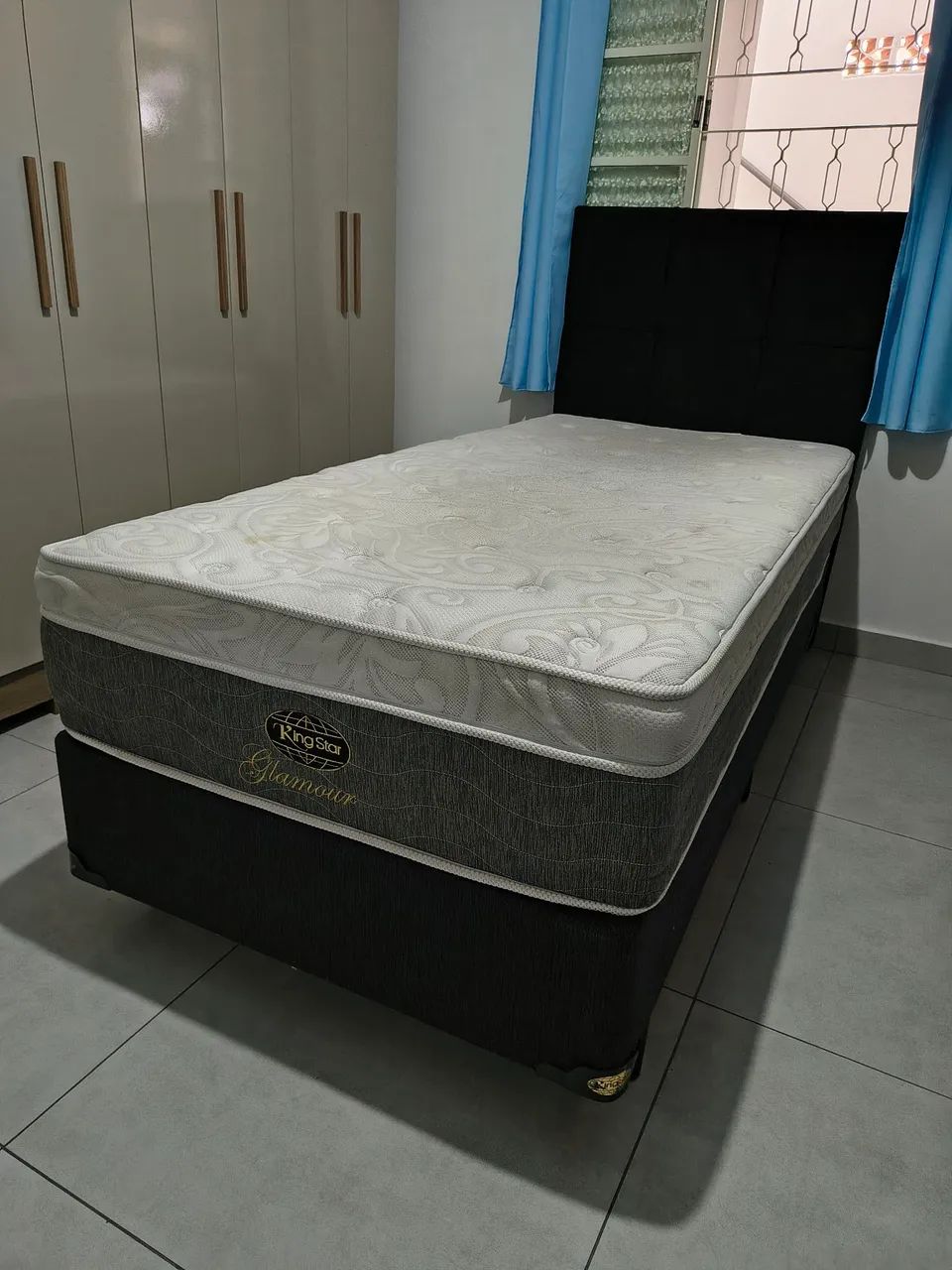 Cama box king star solteiro + cabeceira sued preto  - Foto 5