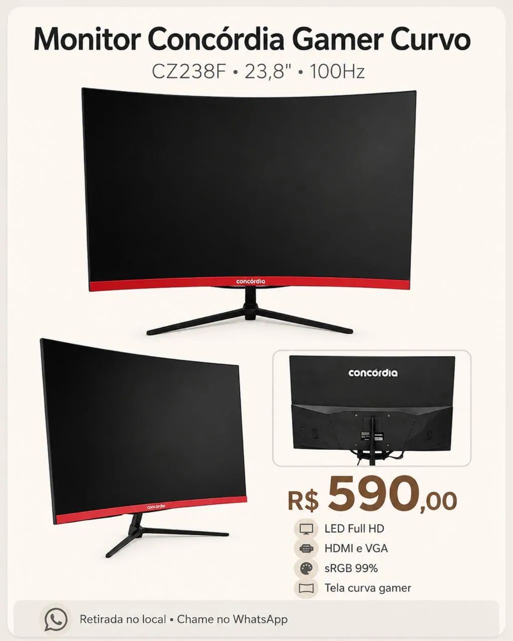 Monitor Concórdia Gamer Curvo