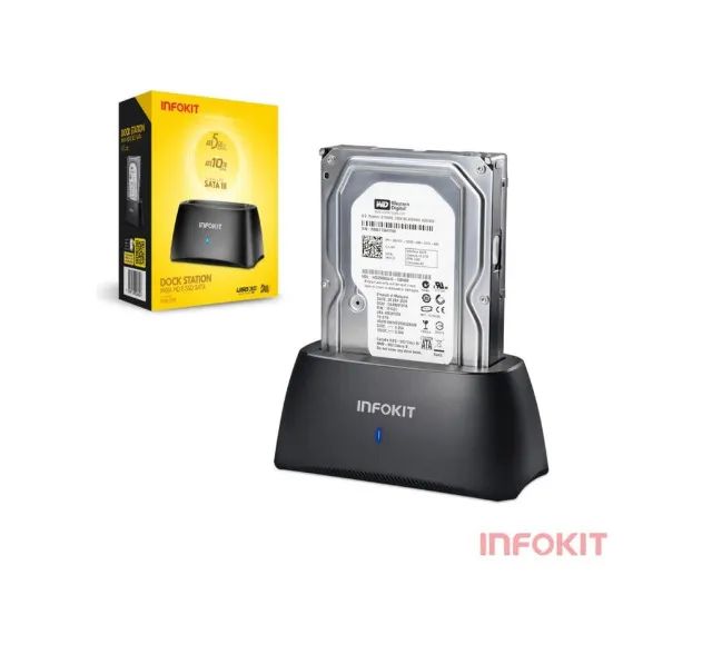 Dock Station Para Hd e Ssd Usb 3.0 Sata 2.5 e 3.5 Infokit