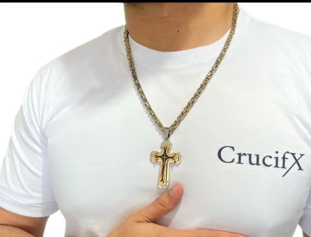 Colar com pingente de Cruz Templária de aço cirúrgico e titânio  - Foto 4