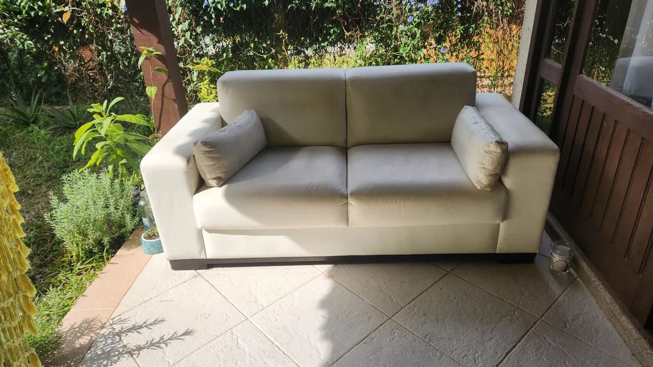 Sofá branco de couro - Foto 2