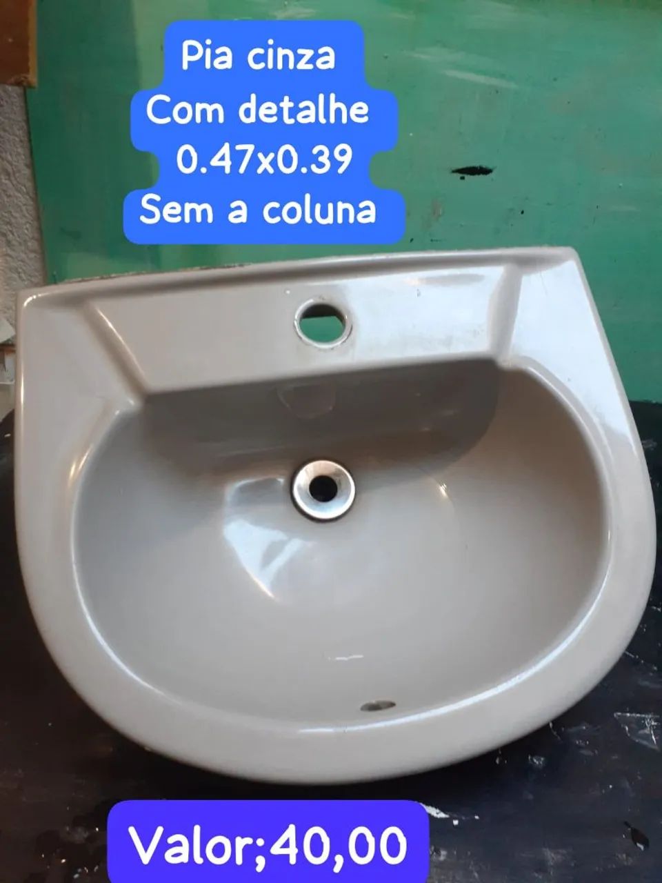 Pia cinza ,sem a coluna ,e com detalhe!